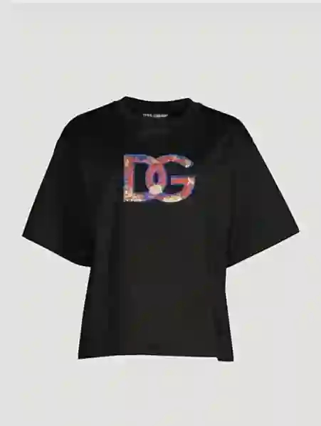 Resim DOLCE&GABBANA BASKILI KADIN T-SHIRT F8048Z-G7B74